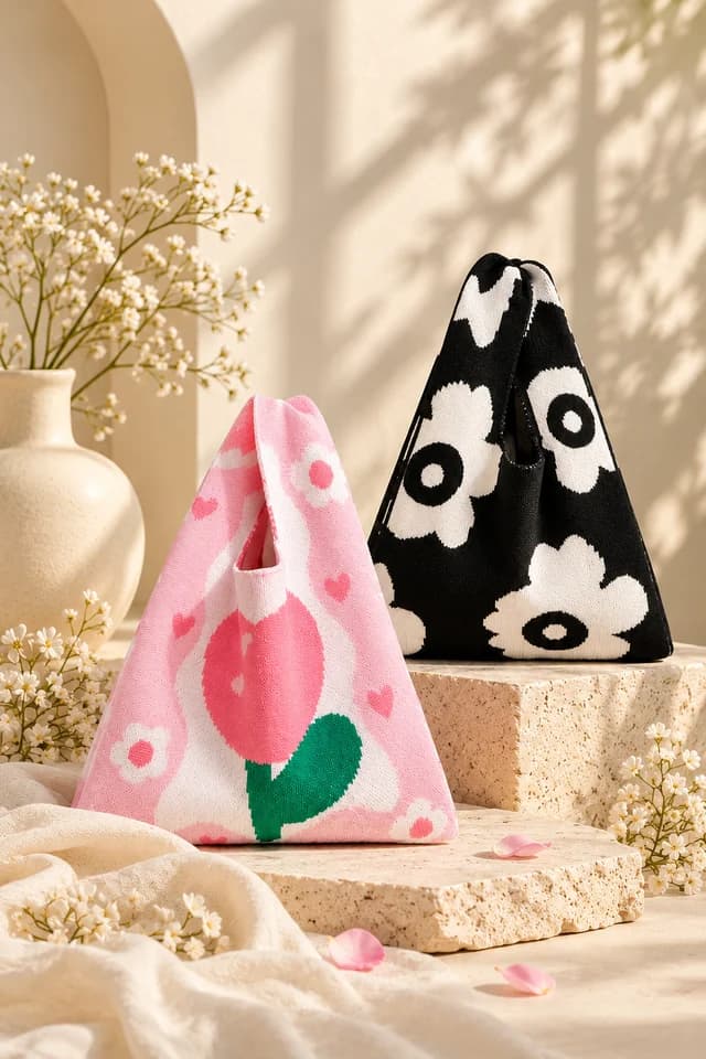 Knitted Bags in Spring Sunlight